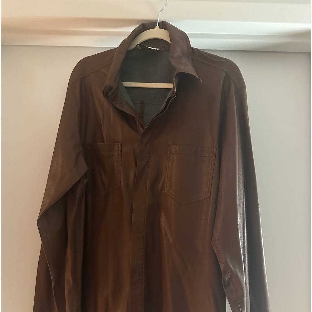 Nanuska Vegan Leather Brown Men’s Shirt Size Large